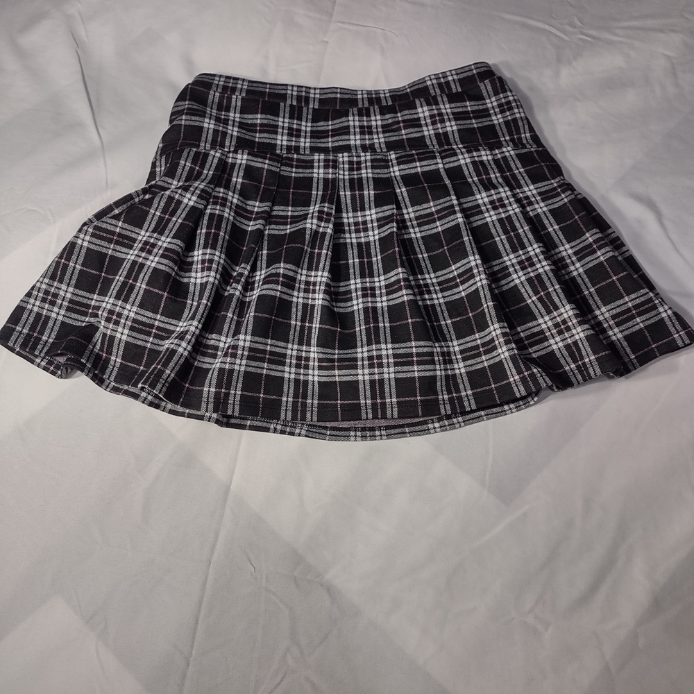 SO Black and White Plaid Mini Skirt
